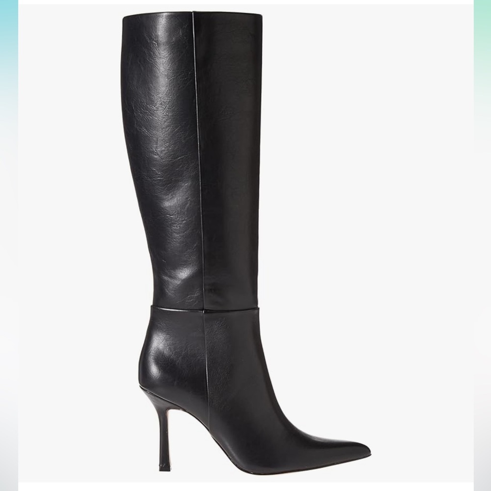 Sleek Black Leather Heeled Boots